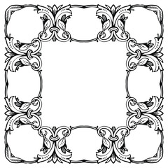 Illustration of floral frame design with black and white vignette
