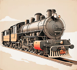 Old Vintage Locomotive Train Vector © Tri Endah Wanito