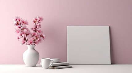 pink flowers in vase on the table