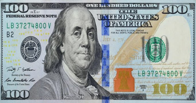 100 Dollars , Animation. Alpha Channel. Drag and Drop.