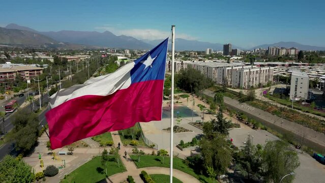 The&nbsp;flag of Chile&nbsp;consists of two equal-height horizontal bands of white and red, with a blue square the same height as the white band in the&nbsp;canton.