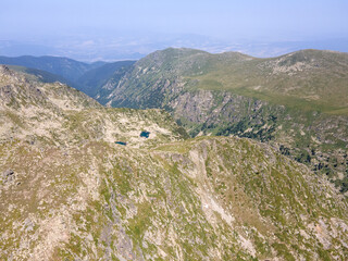 Fototapeta na wymiar Aerial view of Rila Mountain near Kalin peak, Bulgaria