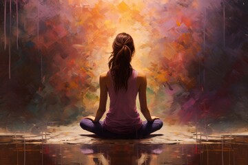 Yoga pose, oil painting style