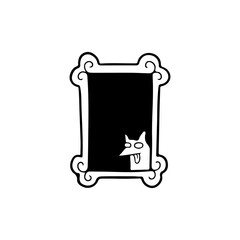 vector illustration of a mirror with a cat
