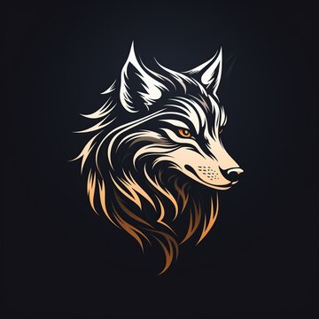 Wolf animal wildlife abstract logo, AI generated image