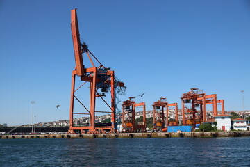 Fototapeta premium cranes in harbor