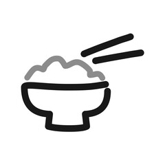 rice bowl with chopsticks simple line doodle