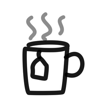 steaming tea cup simple black outline clip art preview