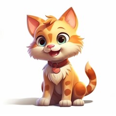 Adorable and amusing cat character on white background, Generative AI