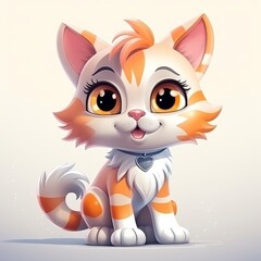 Fototapeta premium Adorable and amusing cat character on white background, Generative AI