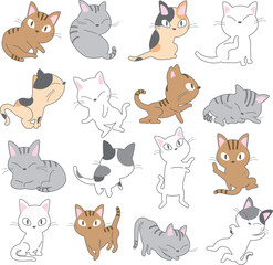 Obraz premium 猫の詰め合わせベクターイラストセット