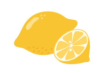 Whole and half lemon vector concept