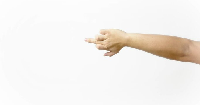 man's hand making an offensive fuck you sign in white background 4k and vertical
