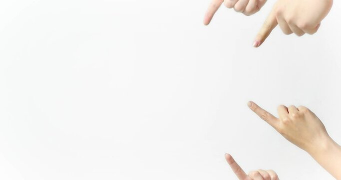 hands and fingers pointing for you to click on the background or have a purchase option white and 4k