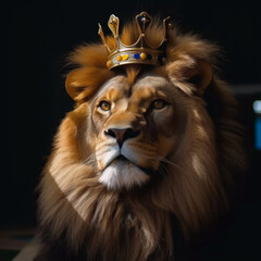 Lion, Lion with king crown, lion king, lion king, real lion, royal lion