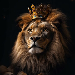 Lion, Lion with king crown, lion king, lion king, real lion, royal lion