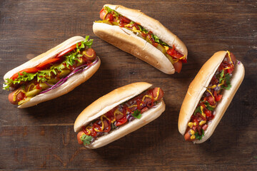 Hot dog . Traditional american fast food .