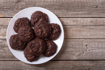 Group of homemade american chocolate cookies