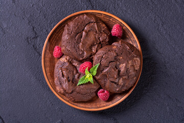 Group of homemade american chocolate cookies