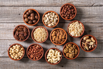 Obraz na płótnie Canvas Mix of nuts in bowl . Food background
