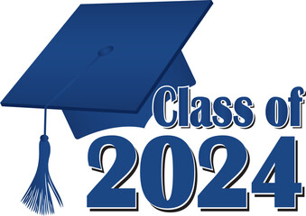 Blue Class of 2024 Graduation Cap