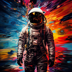 image of astronaut over abstract colorful background