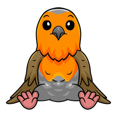 Cute happy bird cartoon sitting
