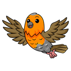 Cute happy bird cartoon flying