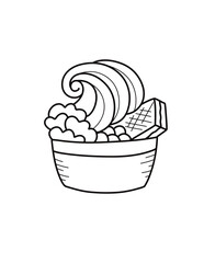 Ice Cream Coloring Page for Kids Cartoon Illustration