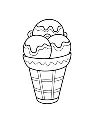 Ice Cream Coloring Page for Kids Cartoon Illustration