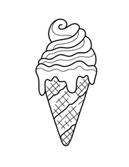 Ice Cream Coloring Page for Kids Cartoon Illustration