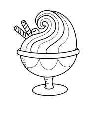 Ice Cream Coloring Page for Kids Cartoon Illustration