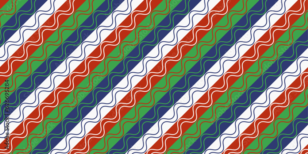 Poster colored diagonals, and wavy lines on top. vector pattern of stripes arranged diagonally.