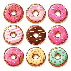 Fototapeta premium set of donuts isolated on white background 