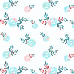 Rose Flower Leaf Shadow Garden Allover Pattern Design Artwork