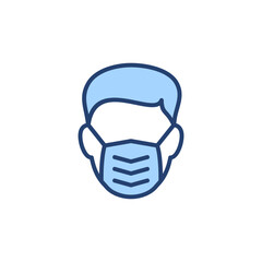 Mask icon vector. Medical mask sign and symbol. Man face with mask icon. Safety breathing mask
