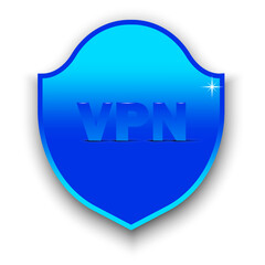 VPN Virtual private network connectivity. Blue VPN shield. Internet security and privacy. Vector illustration. EPS 10.