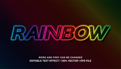 Naklejka na ściany i meble rainbow editable text effect template, rainbow color neon light futuristic typeface, premium vector