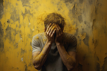 Depressed, Suicidal Man conceptual illustration poster.