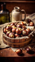 Freshly washed chestnuts