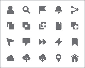 Simple Set of user interface Related Vector Line Icons. Vector collection of chat, ui, basic, social, network, app, contact, application and design elements symbols or logo element.