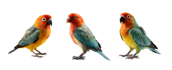 lovebird isolated on transparent background ,colorful bird cut out ,generative ai