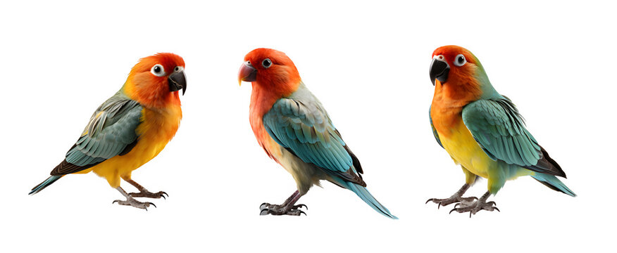 lovebird isolated on transparent background ,colorful bird cut out ,generative ai