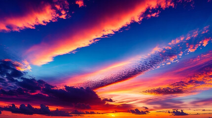 SKY WITH CLOUDS AND COLORFUL SUNSET BY GENERATIVE IA