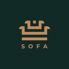 Sofa interior furniture logo design illustration vector template