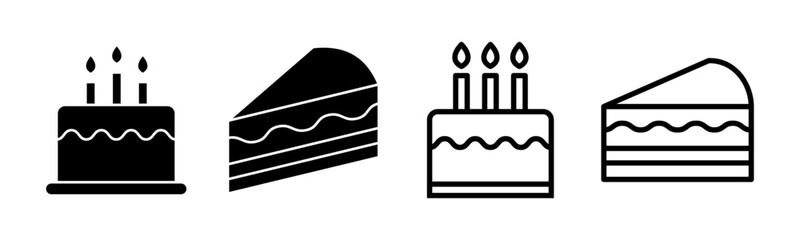 Cake icon set illustration. Cake sign and symbol. Birthday cake icon