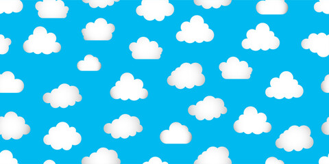 blue white cloud seamless pattern
