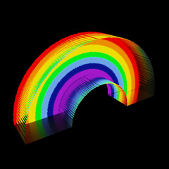 黒背景に３Dの透明な虹 - obrazy, fototapety, plakaty