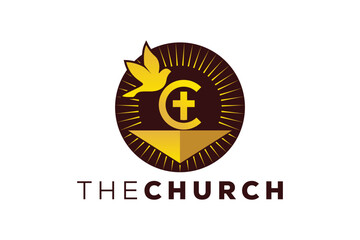 Fototapeta premium Trendy and Professional letter C church sign Christian and peaceful vector logo