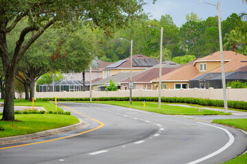 A typical Florida community, wall and road